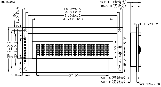 SMC1602SAʽнӿڱ׼ַҺʾģ(LCM)ʾͼƬ