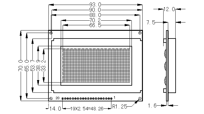 SMG12864A标准图形点阵液晶显示模块(LCM)的示意图片