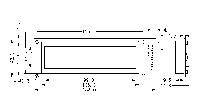 SMG16032B标准图形点阵液晶显示模块(LCM)的示意图片