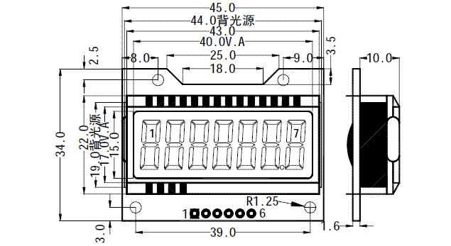 SMS0790E标准段式液晶模块(LCM)的示意图片
