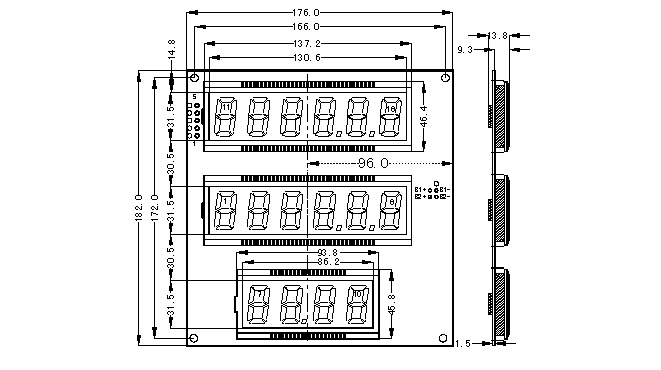 SMS1612D段式液晶模块(LCM)的示意图片