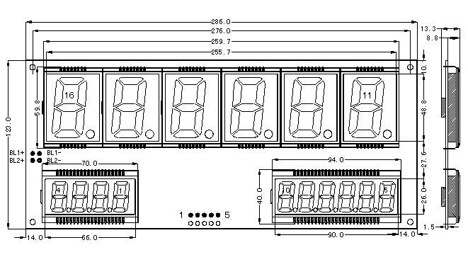 SMS1612E段式液晶模块(LCM)的示意图片